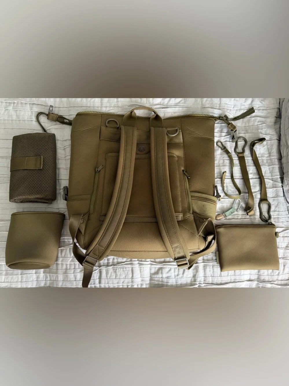 Dagne Dover INDI NEOPRENE DIAPER BACKPACK Dark Moss - a deep olive green